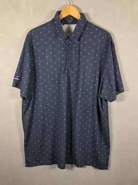 Adidas men's collegiate navy and white "pine tree" print golf polo shirt (K509)